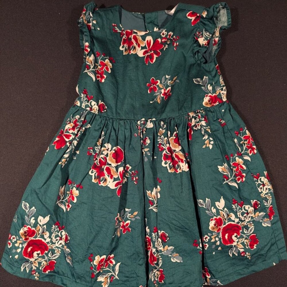 Green Floral Dress Baby Girl 18 Months